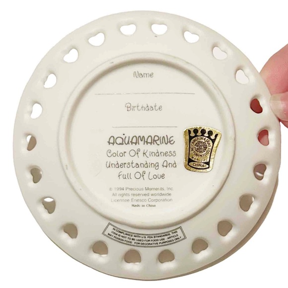 Vintage 1994 Precious Moments Miniature Ceramic Decorative Plate March Flowers - Picture 3 of 10